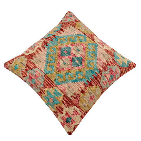 handmade Traditional Pillow Red Blue Hand-Woven SQUARE 100% WOOL Hand woven turkish pillow2 x 2
