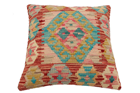 handmade Traditional Pillow Red Blue Hand-Woven SQUARE 100% WOOL Hand woven turkish pillow2 x 2