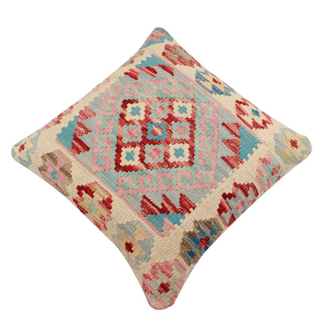 handmade Traditional Pillow Red Blue Hand-Woven SQUARE 100% WOOL Hand woven turkish pillow2 x 2