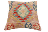 handmade Traditional Pillow Red Blue Hand-Woven SQUARE 100% WOOL Hand woven turkish pillow2' x 2'