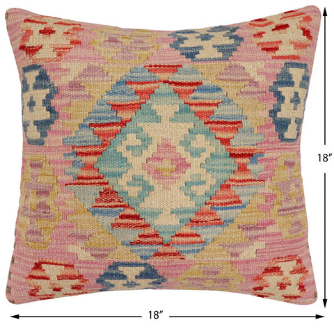 handmade Traditional Pillow Red Blue Hand-Woven SQUARE 100% WOOL Hand woven turkish pillow2 x 2