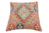 handmade Traditional Pillow Red Blue Hand-Woven SQUARE 100% WOOL Hand woven turkish pillow2' x 2'