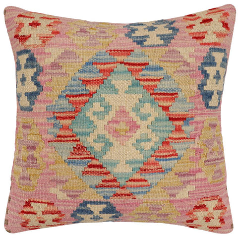 handmade Traditional Pillow Red Blue Hand-Woven SQUARE 100% WOOL Hand woven turkish pillow2 x 2