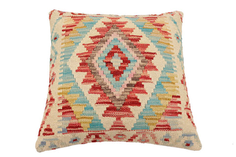 handmade Traditional Pillow Beige Red Hand-Woven SQUARE 100% WOOL Hand woven turkish pillow2 x 2