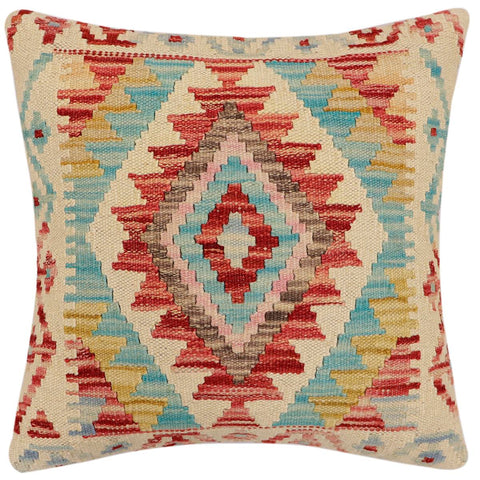 handmade Traditional Pillow Beige Red Hand-Woven SQUARE 100% WOOL Hand woven turkish pillow2 x 2