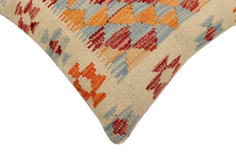 handmade Traditional Pillow Beige Blue Hand-Woven SQUARE 100% WOOL Hand woven turkish pillow2 x 2