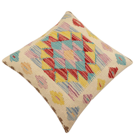 handmade Traditional Pillow Beige Red Hand-Woven SQUARE 100% WOOL Hand woven turkish pillow2 x 2