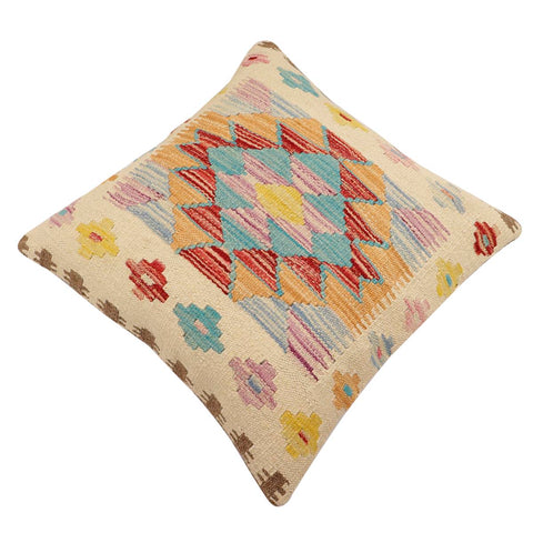handmade Traditional Pillow Beige Red Hand-Woven SQUARE 100% WOOL Hand woven turkish pillow2 x 2