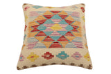 handmade Traditional Pillow Beige Red Hand-Woven SQUARE 100% WOOL Hand woven turkish pillow2' x 2'