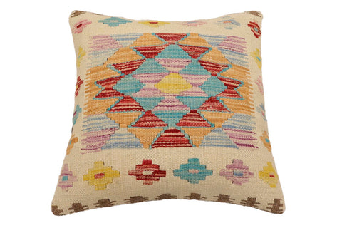 handmade Traditional Pillow Beige Red Hand-Woven SQUARE 100% WOOL Hand woven turkish pillow2 x 2