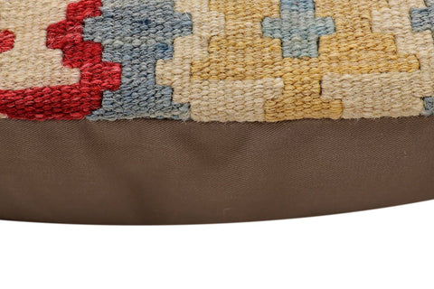 handmade Traditional Pillow Blue Beige Hand-Woven SQUARE 100% WOOL Hand woven turkish pillow2 x 2