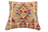 handmade Traditional Pillow Beige Red Hand-Woven SQUARE 100% WOOL  Hand woven turkish pillow  2 x 2