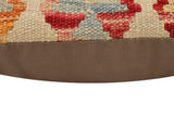 handmade Traditional Pillow Beige Red Hand-Woven SQUARE 100% WOOL  Hand woven turkish pillow  2 x 2