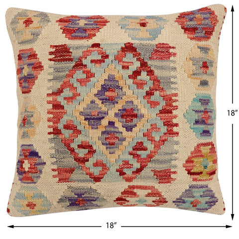 handmade Traditional Pillow Beige Red Hand-Woven SQUARE 100% WOOL Hand woven turkish pillow2 x 2