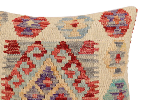 handmade Traditional Pillow Beige Red Hand-Woven SQUARE 100% WOOL Hand woven turkish pillow2 x 2