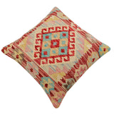 handmade Traditional Pillow Red Beige Hand-Woven SQUARE 100% WOOL Hand woven turkish pillow2' x 2'