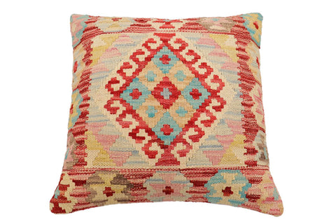 handmade Traditional Pillow Red Beige Hand-Woven SQUARE 100% WOOL Hand woven turkish pillow2 x 2