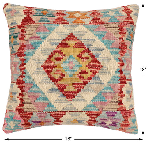 handmade Traditional Pillow Red Blue Hand-Woven SQUARE 100% WOOL Hand woven turkish pillow2 x 2