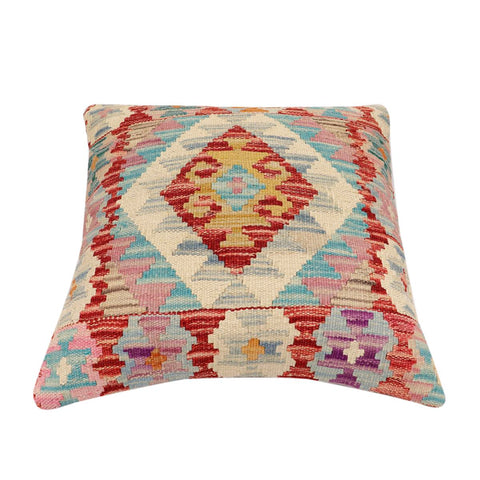 handmade Traditional Pillow Red Blue Hand-Woven SQUARE 100% WOOL Hand woven turkish pillow2 x 2