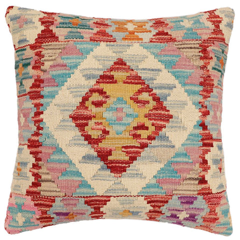 handmade Traditional Pillow Red Blue Hand-Woven SQUARE 100% WOOL Hand woven turkish pillow2 x 2