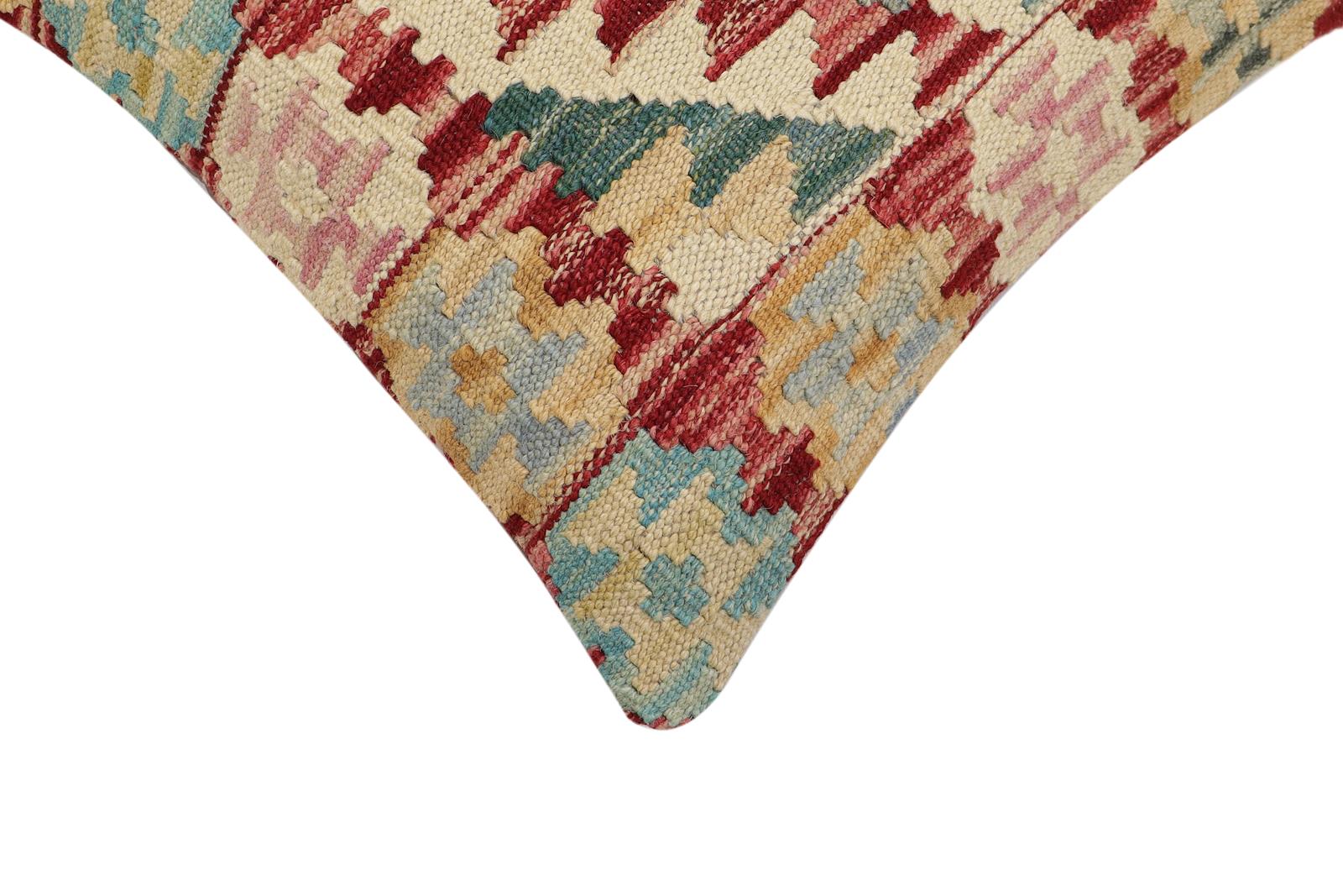 handmade Traditional Pillow Red Blue Hand-Woven SQUARE 100% WOOL Hand woven turkish pillow2 x 2