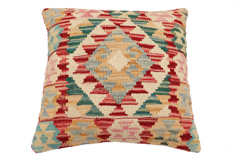 handmade Traditional Pillow Red Blue Hand-Woven SQUARE 100% WOOL Hand woven turkish pillow2 x 2