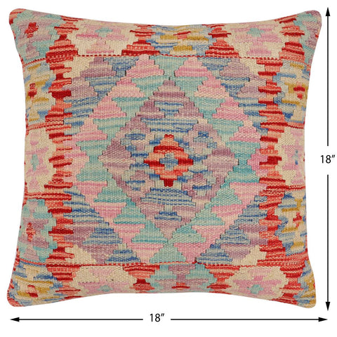 handmade Traditional Pillow Red Blue Hand-Woven SQUARE 100% WOOL Hand woven turkish pillow2 x 2
