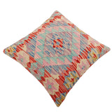 handmade Traditional Pillow Red Blue Hand-Woven SQUARE 100% WOOL Hand woven turkish pillow2' x 2'