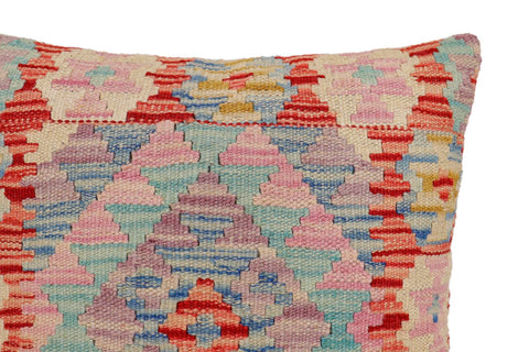 handmade Traditional Pillow Red Blue Hand-Woven SQUARE 100% WOOL Hand woven turkish pillow2 x 2