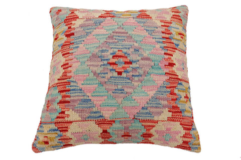 handmade Traditional Pillow Red Blue Hand-Woven SQUARE 100% WOOL Hand woven turkish pillow2 x 2