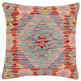 handmade Traditional Pillow Red Blue Hand-Woven SQUARE 100% WOOL Hand woven turkish pillow2' x 2'