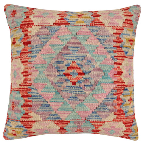 handmade Traditional Pillow Red Blue Hand-Woven SQUARE 100% WOOL Hand woven turkish pillow2 x 2