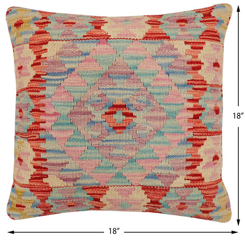 handmade Traditional Pillow Red Blue Hand-Woven SQUARE 100% WOOL Hand woven turkish pillow2 x 2