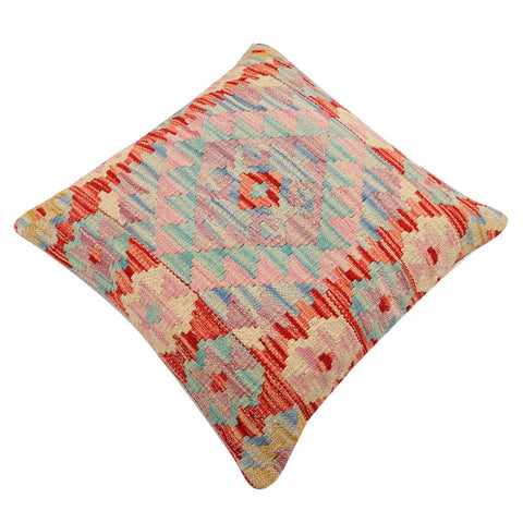 handmade Traditional Pillow Red Blue Hand-Woven SQUARE 100% WOOL Hand woven turkish pillow2 x 2