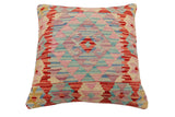 handmade Traditional Pillow Red Blue Hand-Woven SQUARE 100% WOOL Hand woven turkish pillow2' x 2'