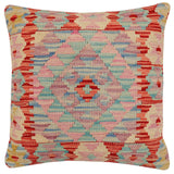 handmade Traditional Pillow Red Blue Hand-Woven SQUARE 100% WOOL Hand woven turkish pillow2' x 2'