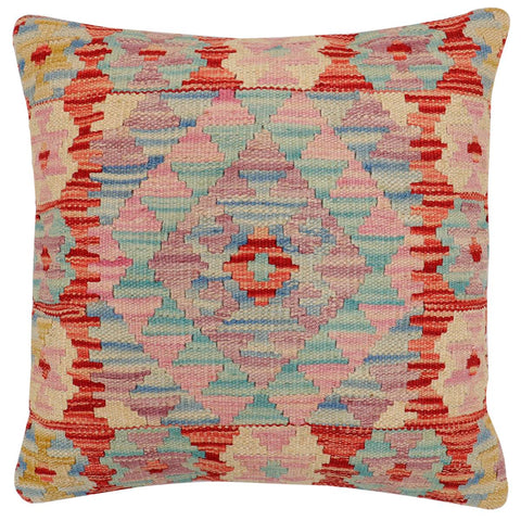 handmade Traditional Pillow Red Blue Hand-Woven SQUARE 100% WOOL Hand woven turkish pillow2 x 2