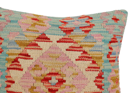 handmade Traditional Pillow Blue Red Hand-Woven SQUARE 100% WOOL Hand woven turkish pillow2 x 2