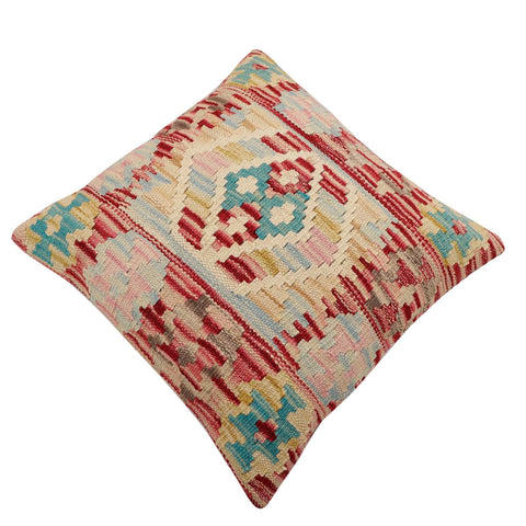 handmade Traditional Pillow Red Beige Hand-Woven SQUARE 100% WOOL Hand woven turkish pillow2 x 2