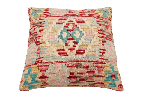 handmade Traditional Pillow Red Beige Hand-Woven SQUARE 100% WOOL Hand woven turkish pillow2 x 2