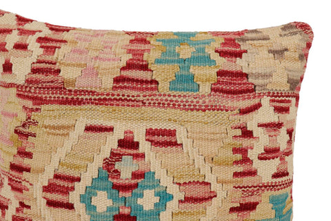 handmade Traditional Pillow Red Beige Hand-Woven SQUARE 100% WOOL Hand woven turkish pillow2 x 2