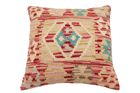 handmade Traditional Pillow Red Beige Hand-Woven SQUARE 100% WOOL Hand woven turkish pillow2 x 2