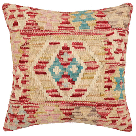 handmade Traditional Pillow Red Beige Hand-Woven SQUARE 100% WOOL Hand woven turkish pillow2 x 2