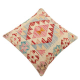 handmade Traditional Pillow Beige Red Hand-Woven SQUARE 100% WOOL Hand woven turkish pillow2' x 2'
