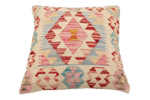handmade Traditional Pillow Beige Red Hand-Woven SQUARE 100% WOOL Hand woven turkish pillow2 x 2