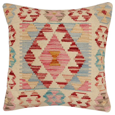 handmade Traditional Pillow Beige Red Hand-Woven SQUARE 100% WOOL Hand woven turkish pillow2 x 2