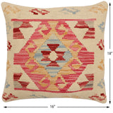 handmade Traditional Pillow Beige Red Hand-Woven SQUARE 100% WOOL  Hand woven turkish pillow  3 x 5