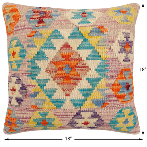 handmade Traditional Pillow Purple Blue Hand-Woven SQUARE 100% WOOL Hand woven turkish pillow2 x 2