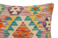 handmade Traditional Pillow Purple Blue Hand-Woven SQUARE 100% WOOL Hand woven turkish pillow2' x 2'