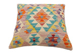 handmade Traditional Pillow Purple Blue Hand-Woven SQUARE 100% WOOL Hand woven turkish pillow2' x 2'